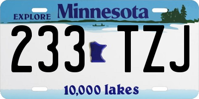 MN license plate 233TZJ