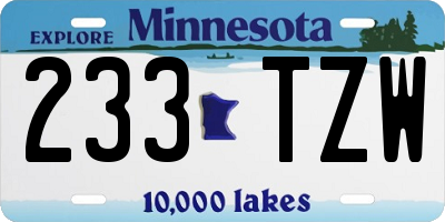 MN license plate 233TZW