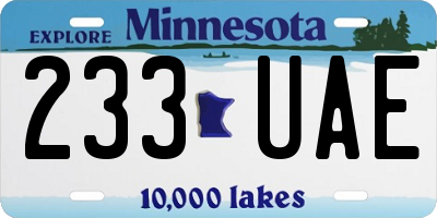 MN license plate 233UAE