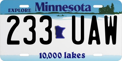 MN license plate 233UAW