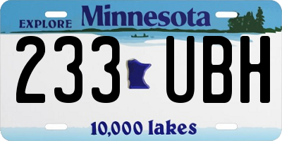 MN license plate 233UBH