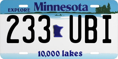 MN license plate 233UBI