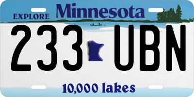 MN license plate 233UBN
