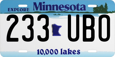 MN license plate 233UBO