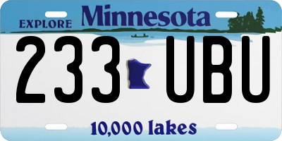 MN license plate 233UBU