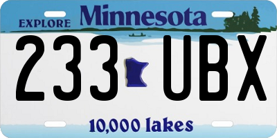 MN license plate 233UBX