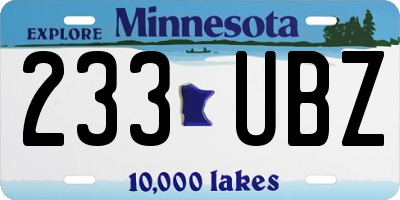 MN license plate 233UBZ