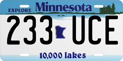 MN license plate 233UCE