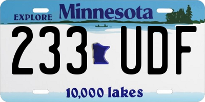 MN license plate 233UDF