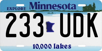 MN license plate 233UDK