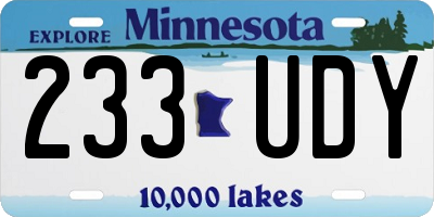 MN license plate 233UDY