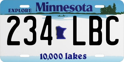 MN license plate 234LBC