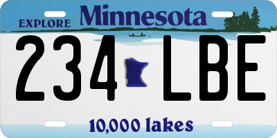 MN license plate 234LBE