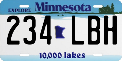 MN license plate 234LBH
