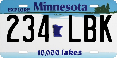 MN license plate 234LBK