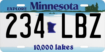 MN license plate 234LBZ