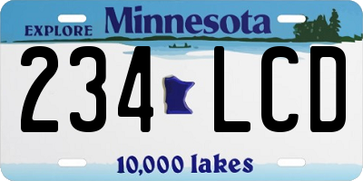 MN license plate 234LCD