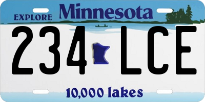 MN license plate 234LCE