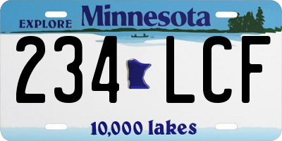 MN license plate 234LCF