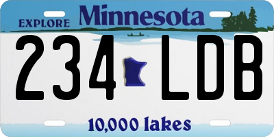 MN license plate 234LDB