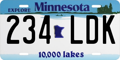 MN license plate 234LDK