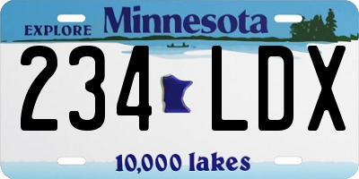 MN license plate 234LDX