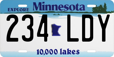 MN license plate 234LDY
