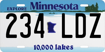 MN license plate 234LDZ