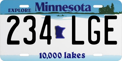 MN license plate 234LGE