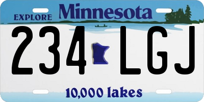 MN license plate 234LGJ