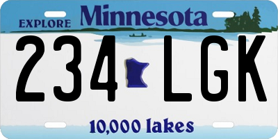 MN license plate 234LGK