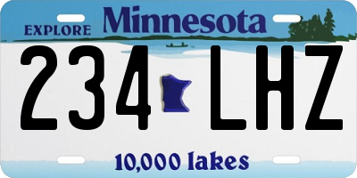 MN license plate 234LHZ