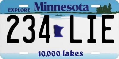 MN license plate 234LIE