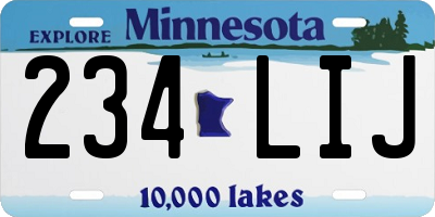 MN license plate 234LIJ
