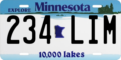 MN license plate 234LIM