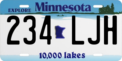 MN license plate 234LJH