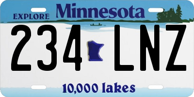 MN license plate 234LNZ