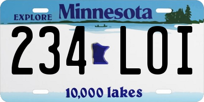 MN license plate 234LOI