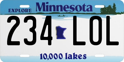 MN license plate 234LOL