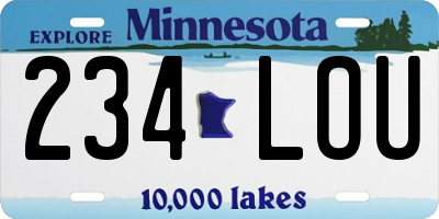 MN license plate 234LOU
