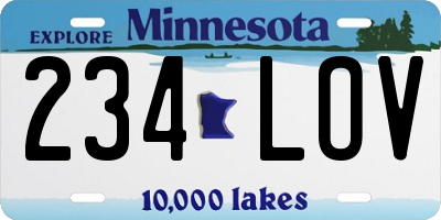 MN license plate 234LOV