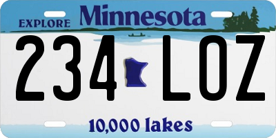 MN license plate 234LOZ