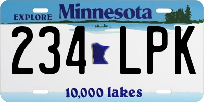 MN license plate 234LPK
