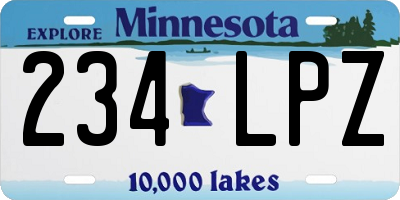MN license plate 234LPZ