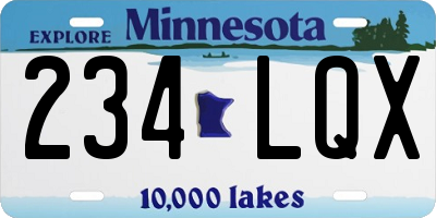 MN license plate 234LQX