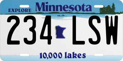 MN license plate 234LSW