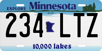 MN license plate 234LTZ