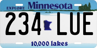 MN license plate 234LUE