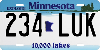 MN license plate 234LUK