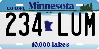 MN license plate 234LUM